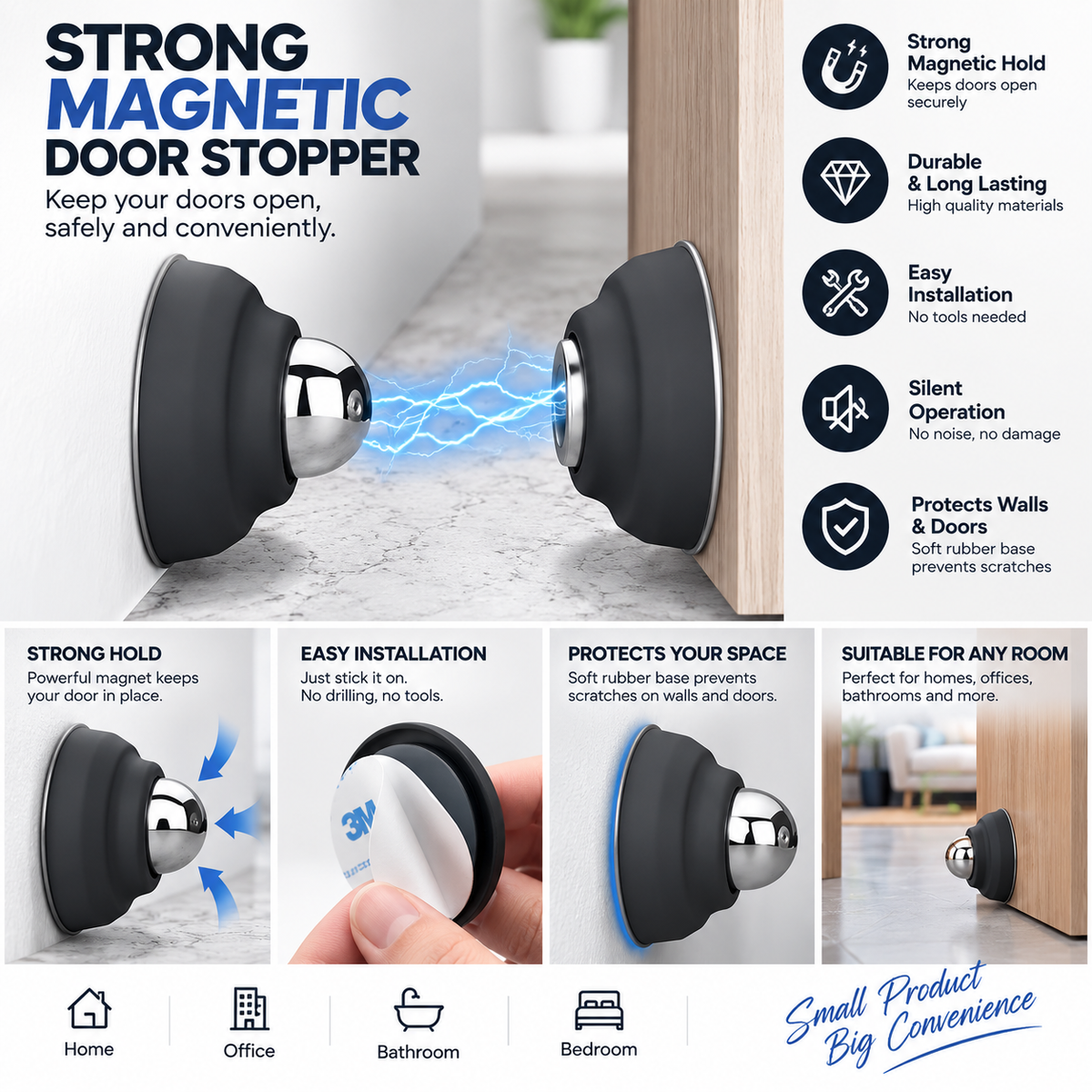 2 pairs Magnetic Door Stopper